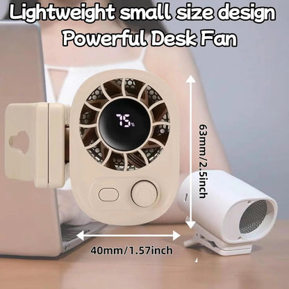 Compact Rechargeable Mini Clip Fan | 6.2 x 4.5 x 6.3 cm | 100 Speed Levels