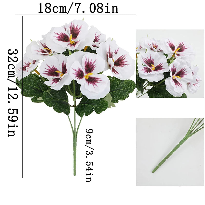Artificial Pansies - 5 Stems for Wedding & Party Decorations