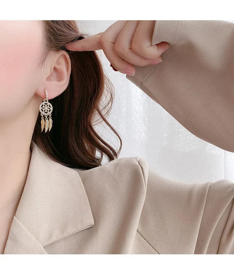 Golden Dreamcatcher Earrings for Effortless Elegance