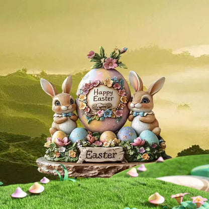 Easter Bunny Decoration | Flat Acrylic Table Centerpiece for Home, Office, Garden