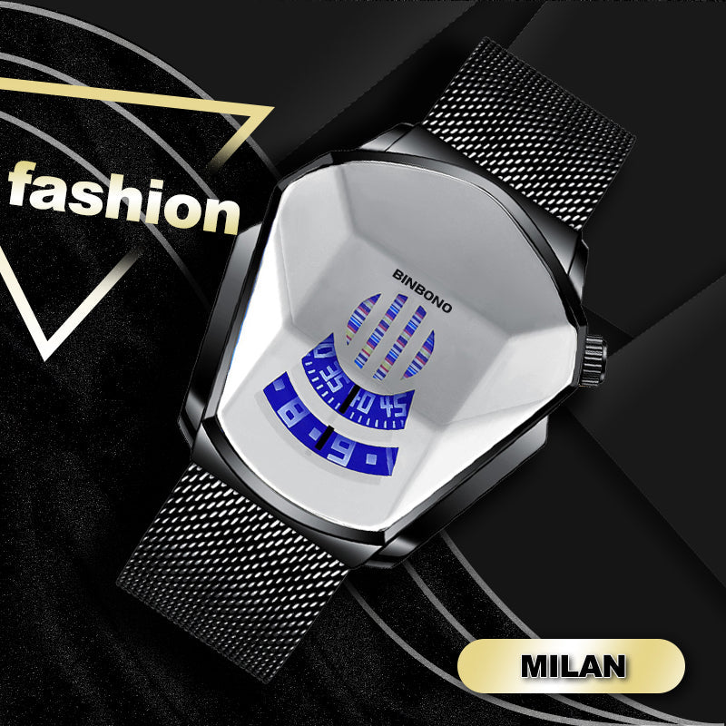 Men's Quartz Watch with Diamond Design