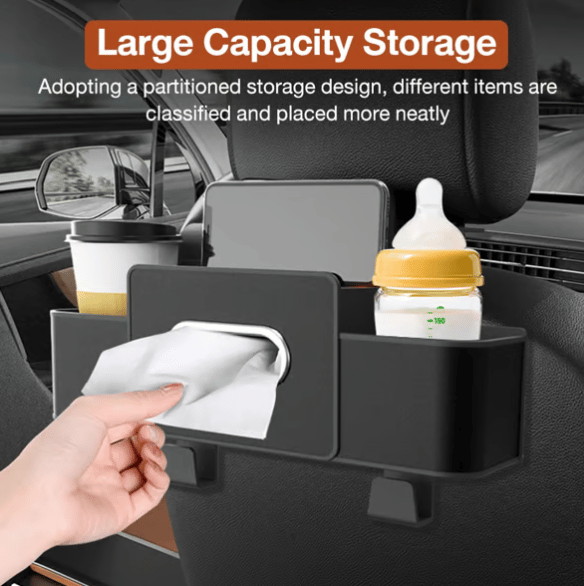 Waterproof Backseat Organizer with Cup Holders and Tissue Pocket