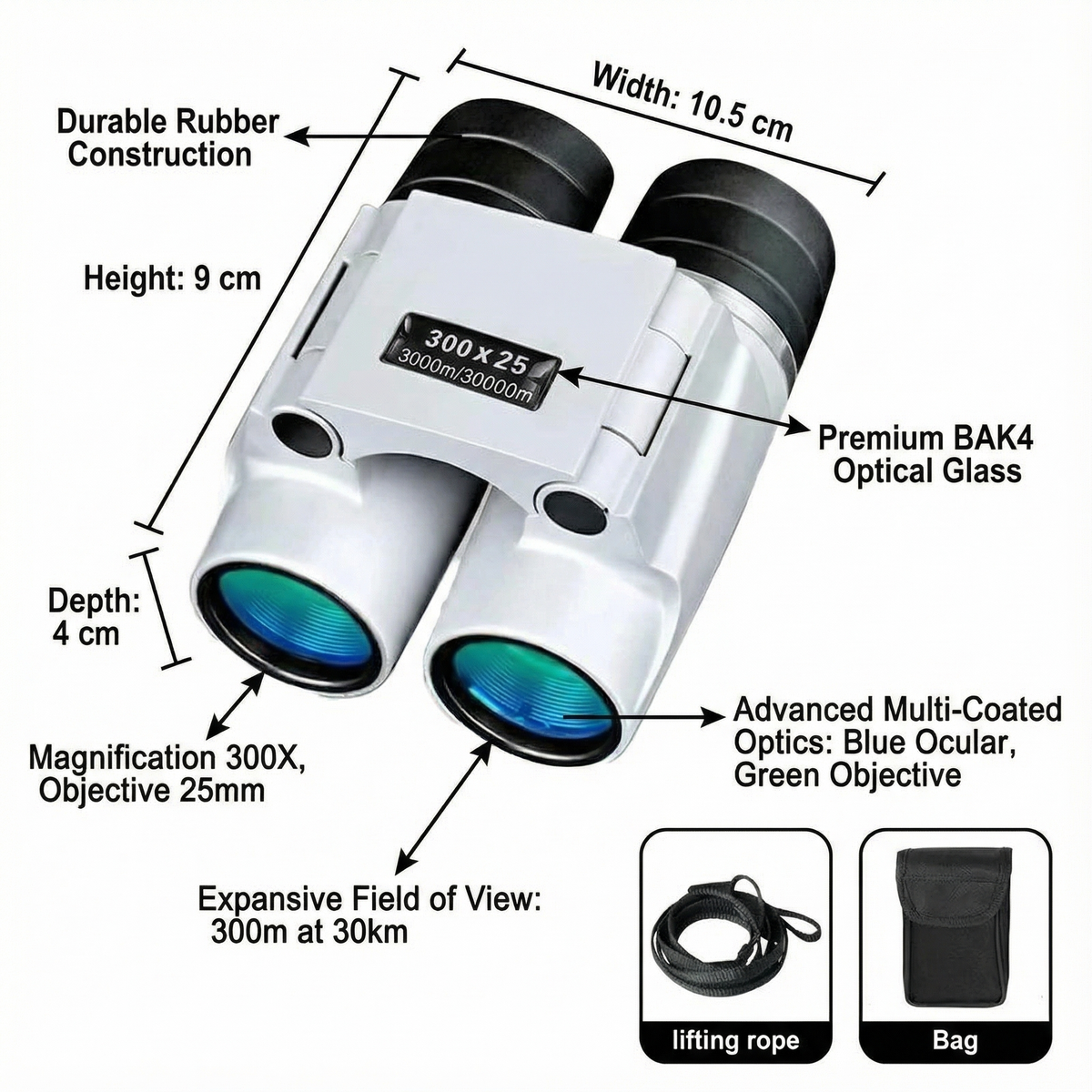 Waterproof High-Definition Binoculars for Distant Viewing