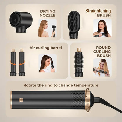 5-in-1 Hair Styling Kit - Hair Dryer, Curling Iron and Straightening Brush