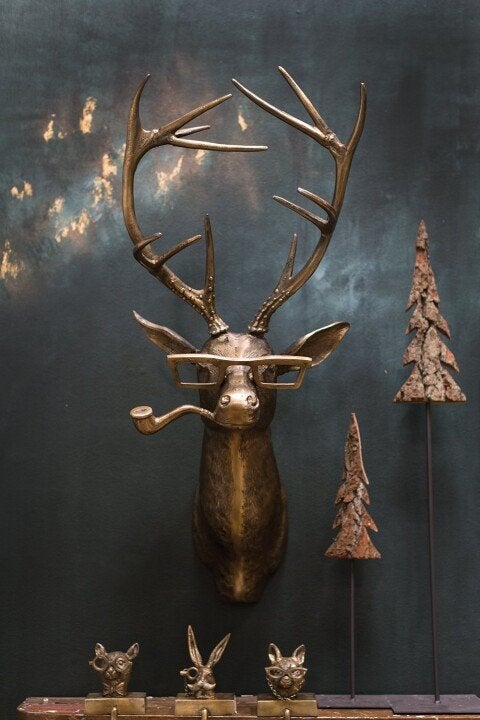 Decorative Vintage Wall Art featuring a Deer Head Design