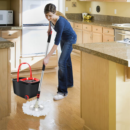 360° Floor Mop Set with Bucket | Dual-Zone Cleaning System