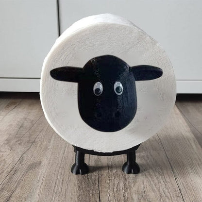 Sheep Design Toilet Paper Holder | Space-Saving & Sturdy | Black Resin