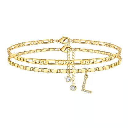 Customizable Layered Anklet | Adjustable & Hypoallergenic | Gold/Silver | 21.5 cm + 5 cm
