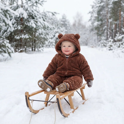 Soft Plush Bear Winter Baby Overall - Cozy Outfit for Infants