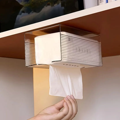 Wall-Mounted Tissue Dispenser Box | Clear Acrylic Handkerchief Holder | Bathroom & Living Area Paper Towel Rack | Functional & Modern