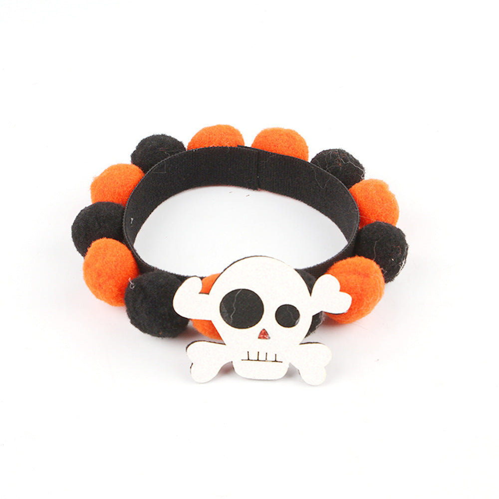 Adjustable Halloween Collar for Dogs and Cats – Pumpkin & Skull Patterns