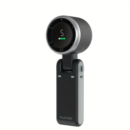 Battery-Powered Handheld Fan with LED Light - 5-Speed 12-Hour Cooling