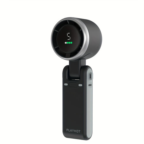 Battery-Powered Handheld Fan with LED Light - 5-Speed 12-Hour Cooling