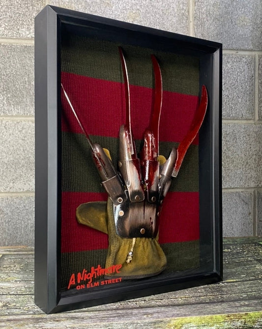 Freddy Krueger Metal Glove and Sweater Shadow Box Horror Collectible