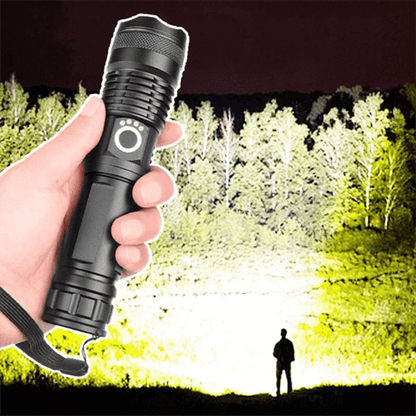 Rechargeable LED Flashlight with Zoom – High Lumen Output
