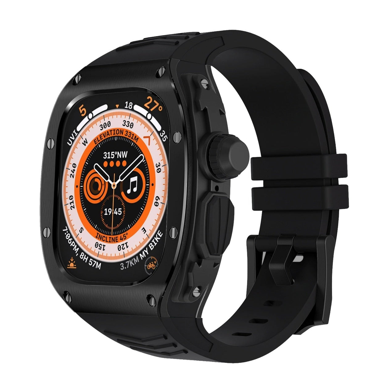 49mm TitanGuard Smartwatch with Sleek Steel and Polymer Design