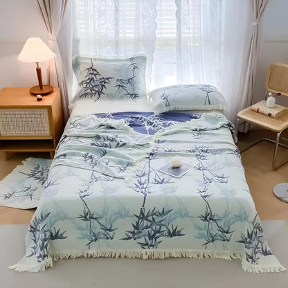 Eco-Friendly Reversible Throw Blanket for Summer Comfort