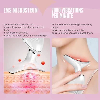 Revitalizing Facial & Neck Massager | Ion Cleansing, Heat & LED Therapy