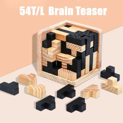 54-Piece Wooden Puzzle for Mind-Bending Fun