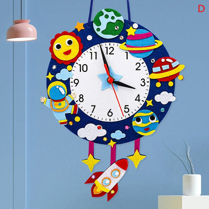 Kids' Wall Clock with Space Theme Featuring Astronaut and Planets
