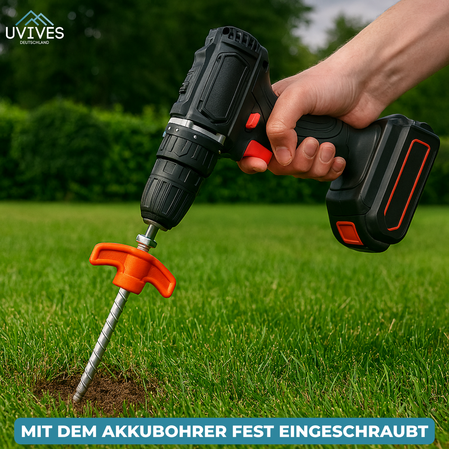 Secure Tent Anchoring in Seconds | 2+2 FREE Drill Pegs