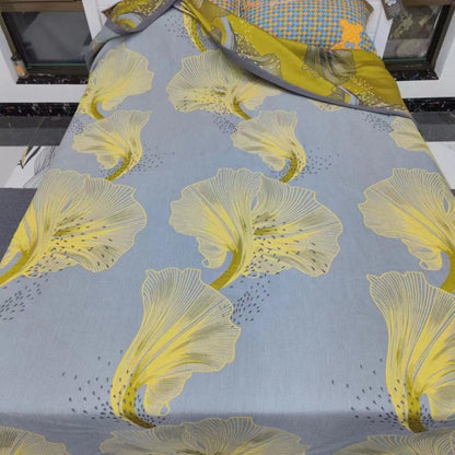 Elegant Reversible Cotton Throw with Leaf Design