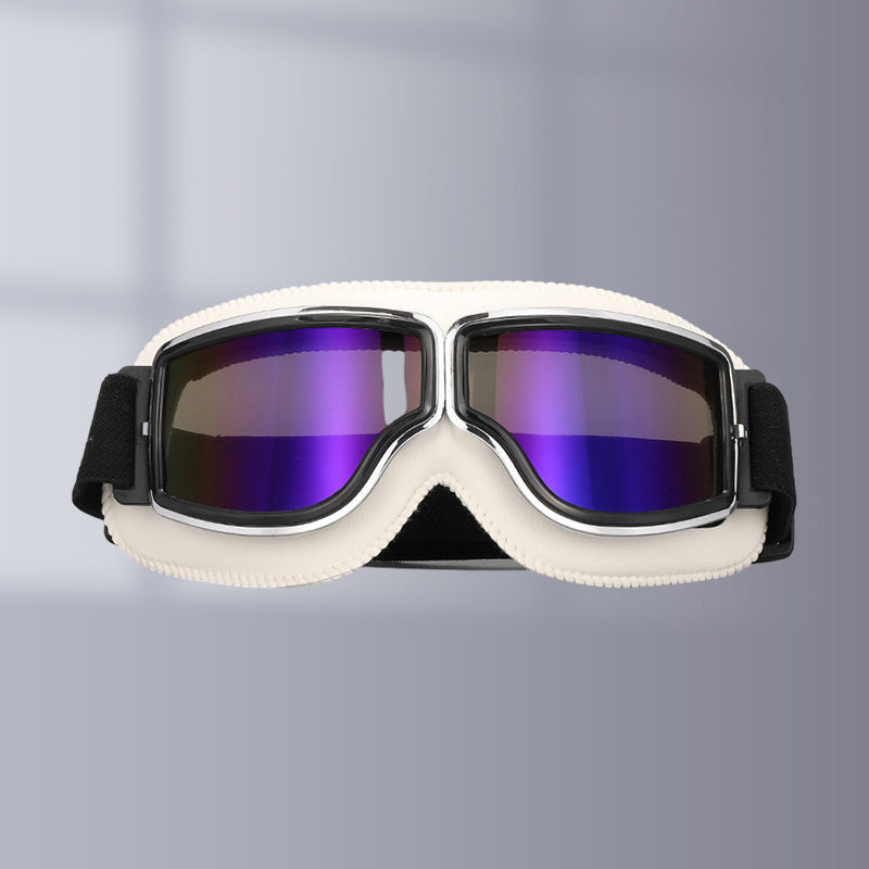 Vintage Motorcycle Goggles with Interchangeable Lenses and Padded Comfort