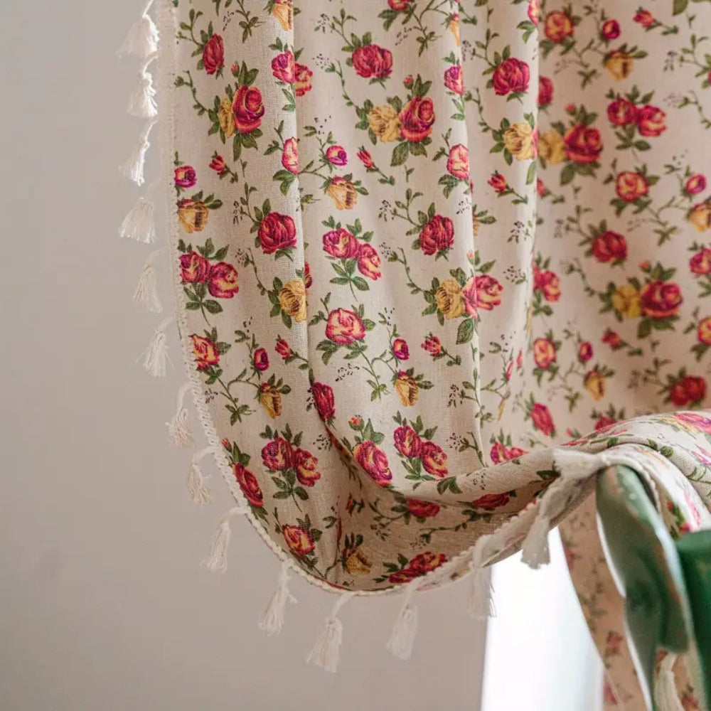 Chic Floral Tassel Cotton Drapes for Timeless Style
