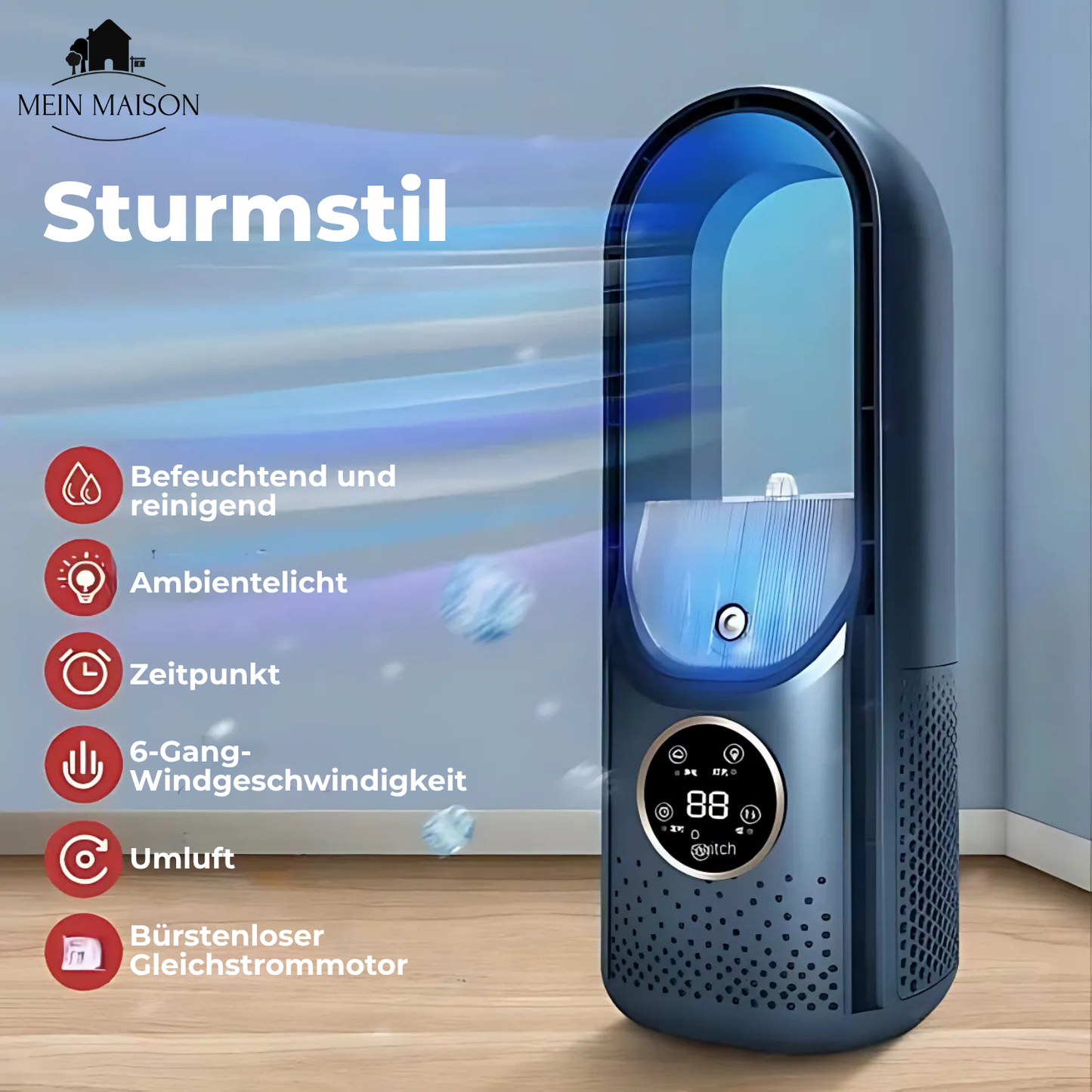 Table Air Cooler with 3-in-1 Cooling and Humidifying – Bladeless, USB & Timer