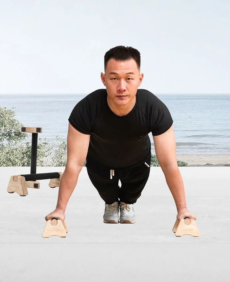Ergonomic Wooden Push-Up Bars for Enhanced Stability