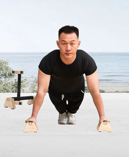 Ergonomic Wooden Push-Up Bars for Enhanced Stability