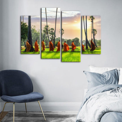 Set of 4 Tranquil Monks - Canvas Artwork for Serenity