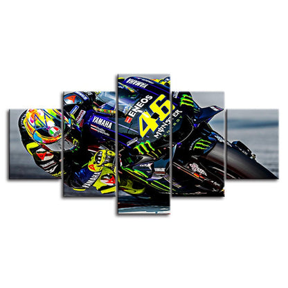 Dynamic Motorcycle Racing Canvas Art - 5 Panel Set