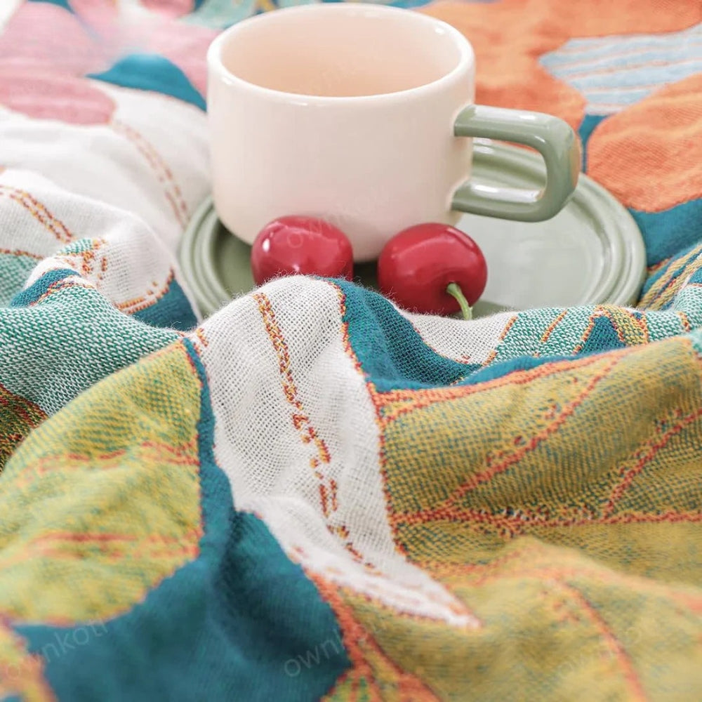 Nature-Inspired Soft Cotton Layering Blanket