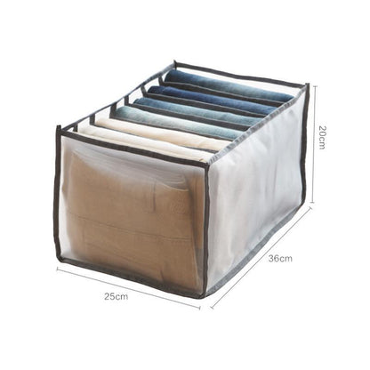Clothes Organizer with 7-Grid Mesh Dividers for Wardrobe