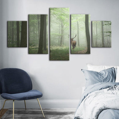 Serene Woodland Stag - Five-Piece Canvas Art Set