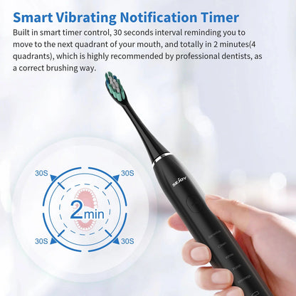 Deep Clean Sonic Toothbrush with 37,200 Vibrations/min | 5 Modes, 12 Heads, 30-Day Battery, Travel-Friendly Design