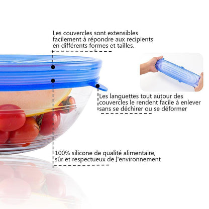 Set of 6 Stretchable Silicone Food Covers