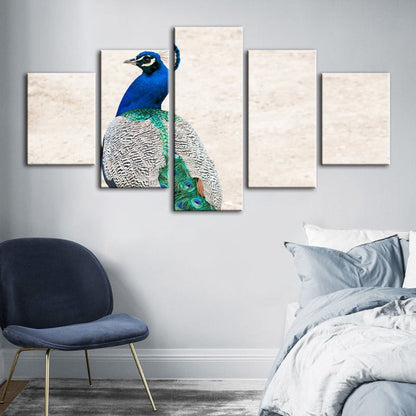 5-Piece Canvas Art Set: Regal Peacock Elegance