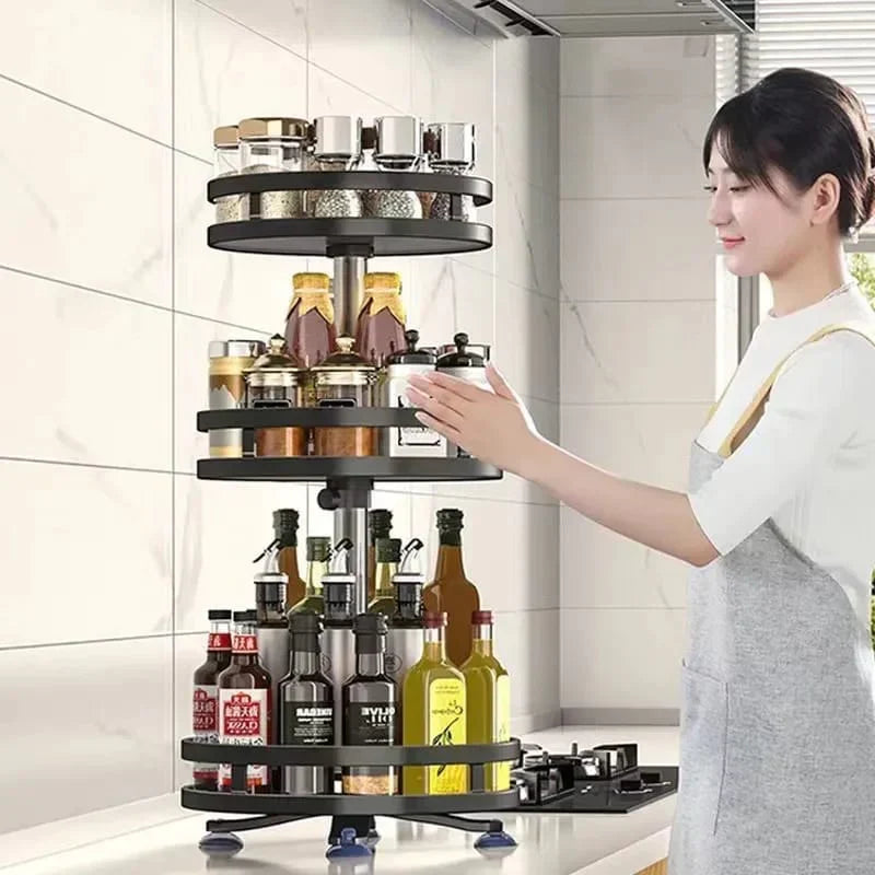 Revolving Spice Organizer with Multi-Layer Design