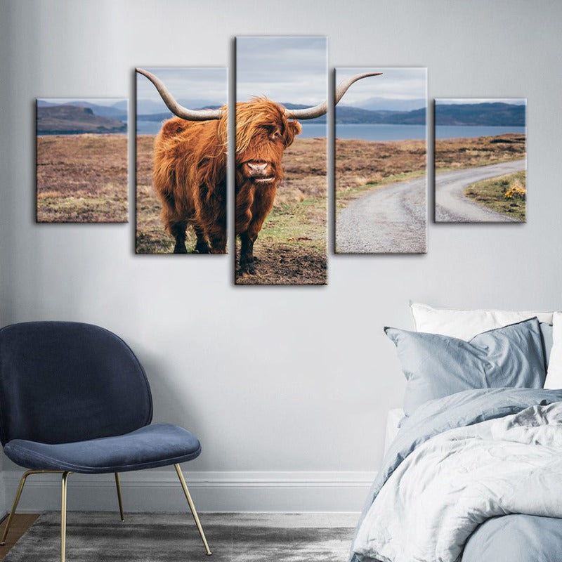 Charming Canvas Set of 5 - Rustic Cow Wall Art