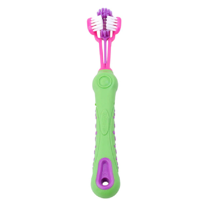 Triple-Sided Dog Toothbrush for Dental Care and Tartar Removal