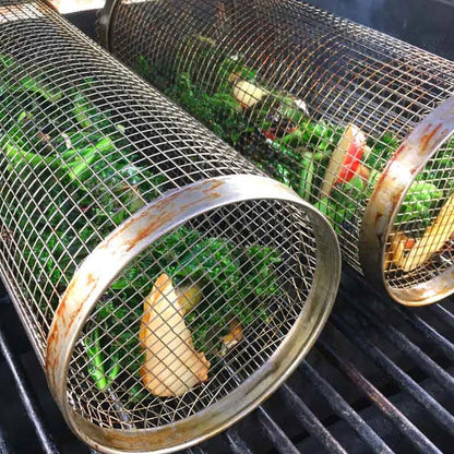 Stainless Steel 360° BBQ Grill Basket | Buy One Get One Free | Even Cooking for Meat, Vegetables & Smoking