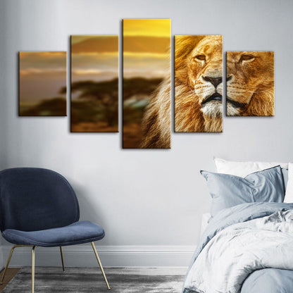 Majestic Lion 5-Piece Canvas Art Set for Home Decor