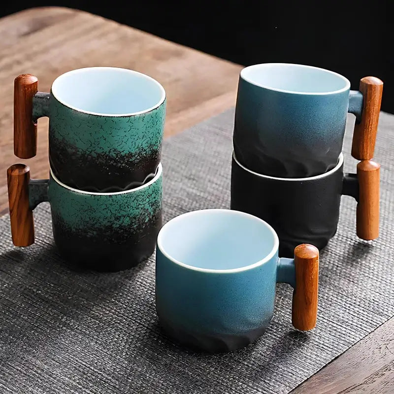 Handcrafted Stoneware Coffee Cups with Rustic Finish