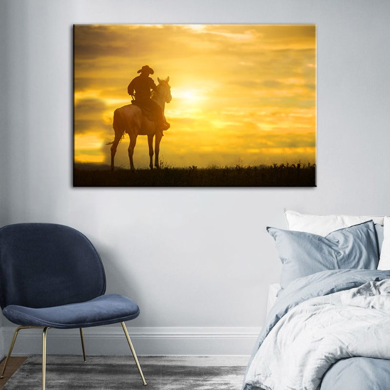 Rustic Charm - Cowboy and Horse Canvas Art Print