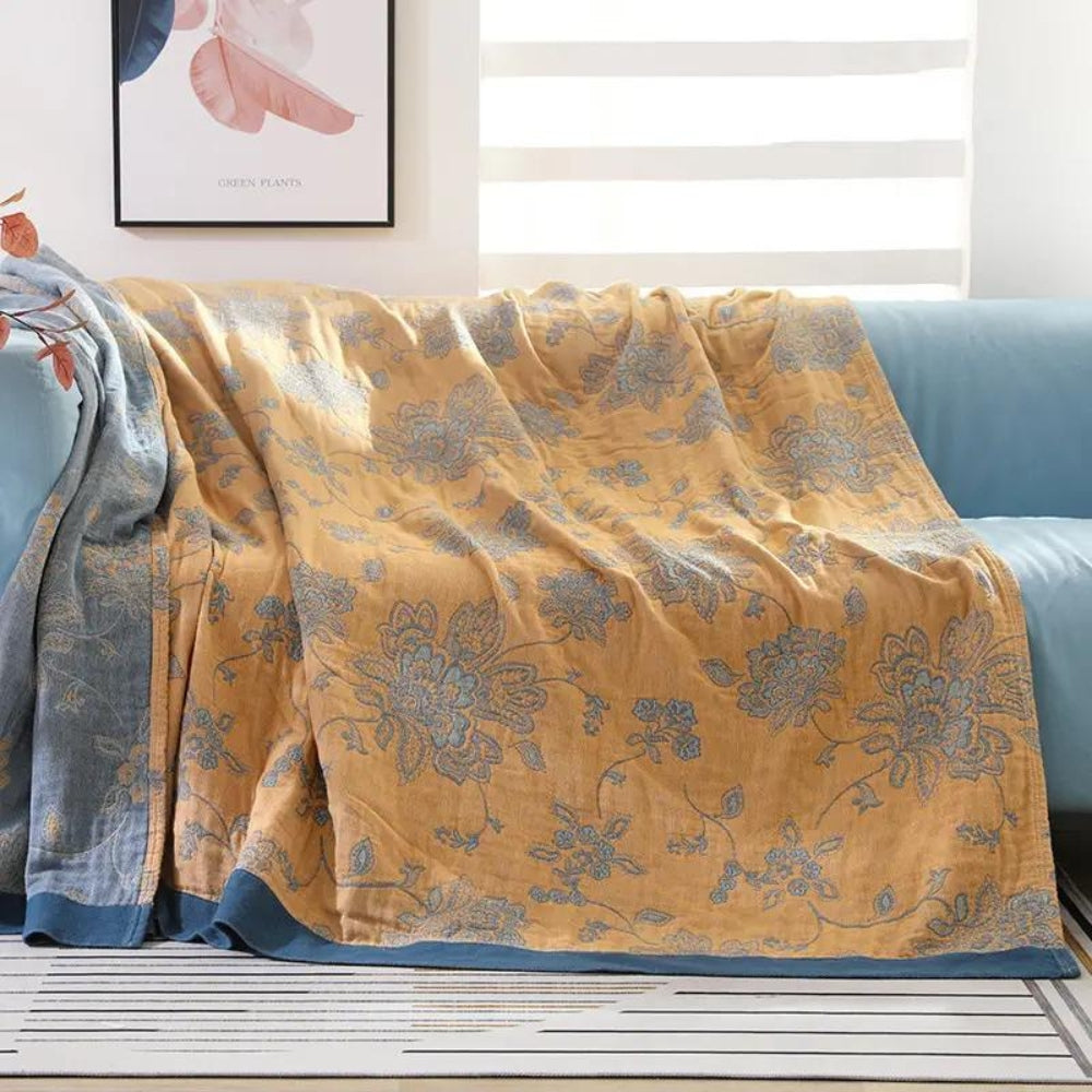 Serene Blossom Cotton Throw for Year-Round Comfort