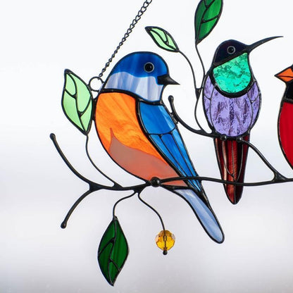 Stained Glass Window Decor with Bird Design