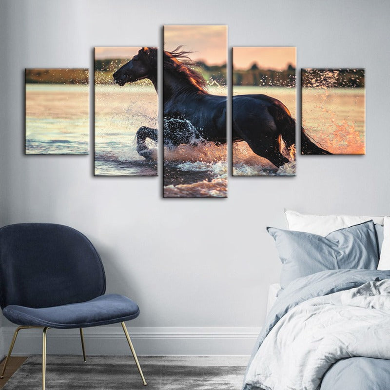 Majestic Equine Canvas Art Set - 5-Piece Wall Decor