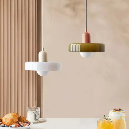 Minimalist Modern Pendant Light - Opal Halo Shade Design